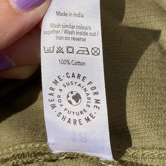 BNWT George Size 18 Khaki Green Cord Collared Top Blouse 100% Cotton Long Sleeve - Picture 12 of 13